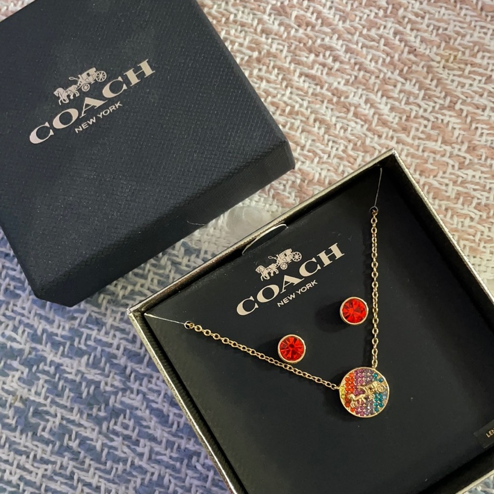 Coach necklace and earring set